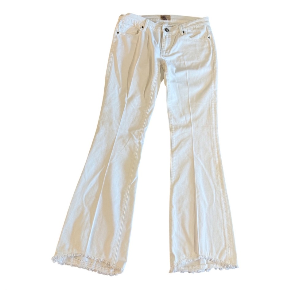 Driftwood Eva White Classic Fit Jeans Frayed Raw Hem‎ Stretch W26 L33